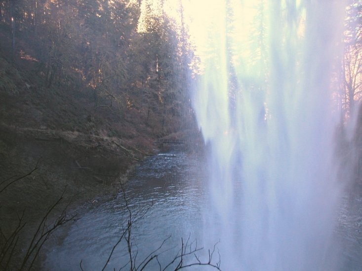 Silver Falls: South Falls in the Winter, from behind 08